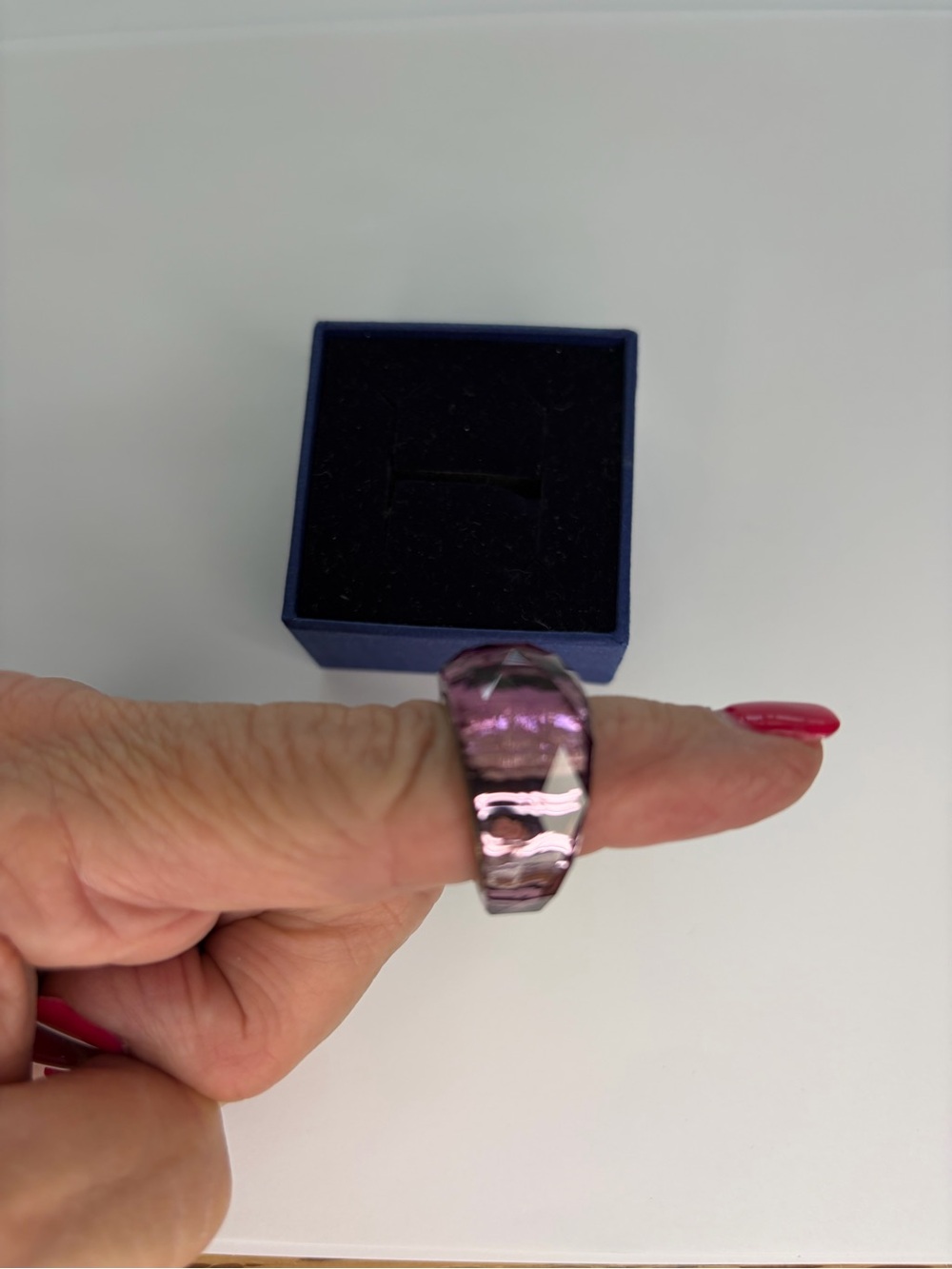 Swarovski Pink Crystal “Nirvana”Faceted Dome Ring - Picture 5 of 16